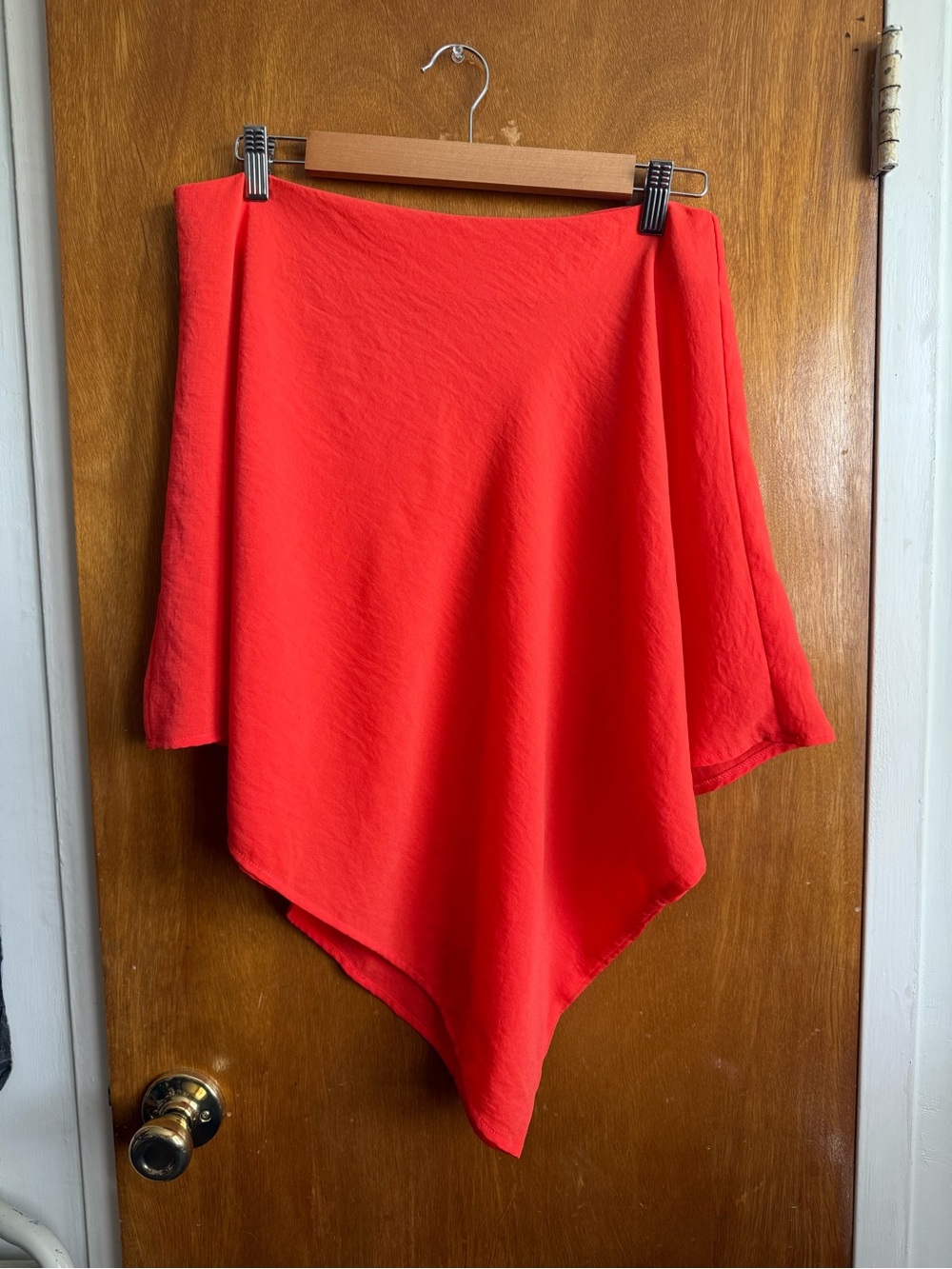 Bold Red/ Orange Asymmetrical Women's Skirt - Sleek Everyday Style